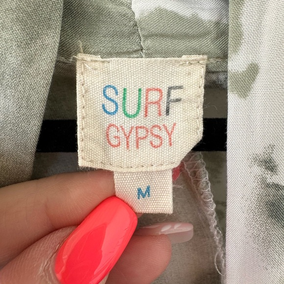 Surf Gypsy Wrap Top Tie Dye Tie Front Long Sleeves Medium Cover Up Shrug Medium - Picture 12 of 13